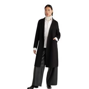 Quince Wm  100% Mongolian Cashmere Double-Faced Wrap Coat Black S MSRP $500 NWT!